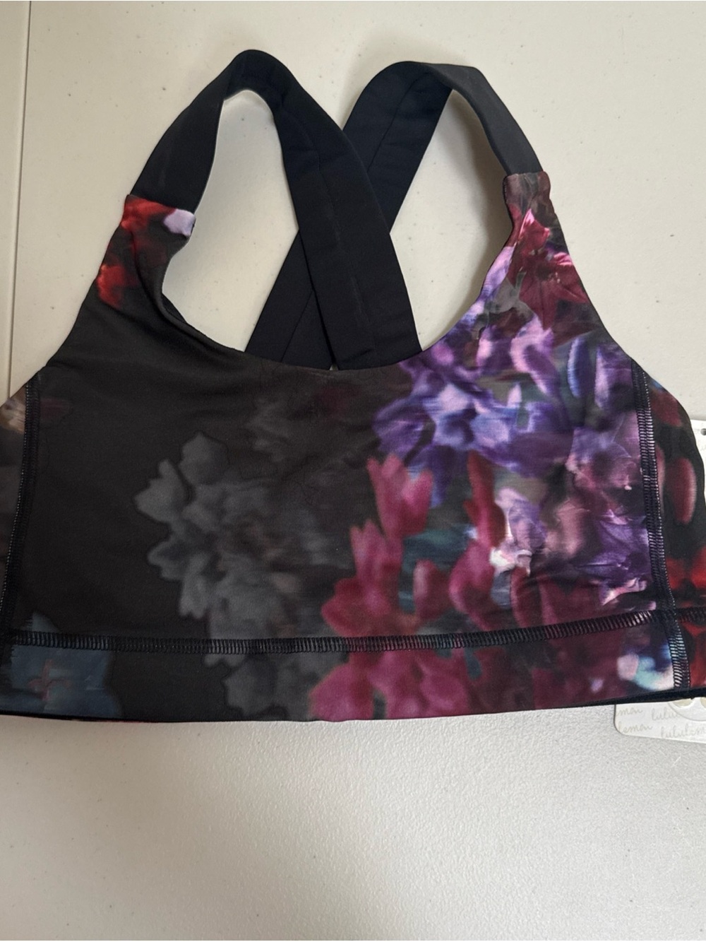 lululemon athletica Purple & Black Floral-Print Sports Bra